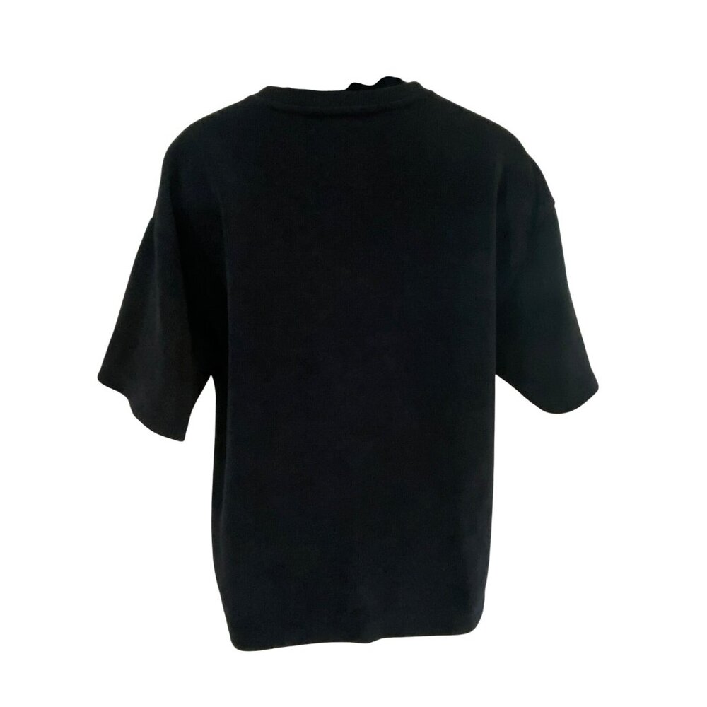 Negative Space Black Boxy Fit Mens T-Shirt L Corduroy Style Polyester/Spandex Bl - Picture 3 of 9